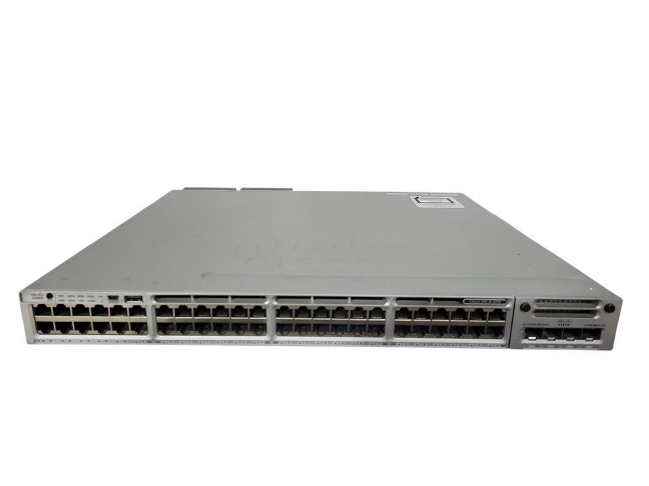 Cisco WS-C3850-48U-E 48 Ethernet UPOE ports 2x 1100W PSU w/ C3850-NM-4-10G !