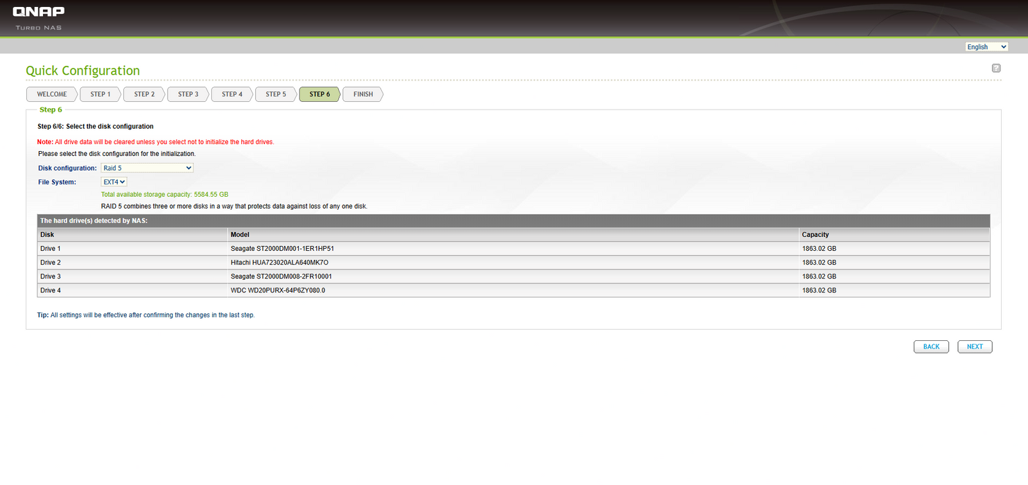 Qnap TS-412 4 Bays NAS w/ 4x2TB HDDs, No Adapter