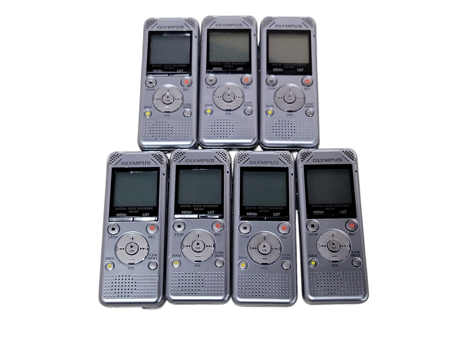 Lot of 7x Olympus Digital Voice Recorder WS-801, No SD Card, READ _