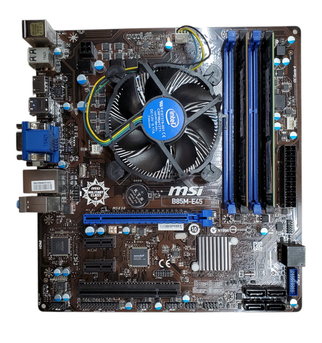 MSI B85M-E45 Motherboard Intel Core i7-4790 16GB DDR3 - No I/O Shield