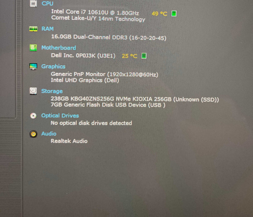 Dell Latitude 7210 2-in-1 TOUCH Core i7-10610U@1.80GHz 16GB RAM 256GB Q Lap200