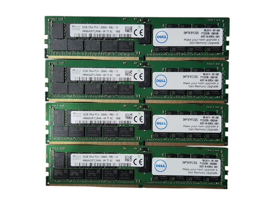 Lot of 4x SK hynix 32GB 2Rx4 PC4-2666V-RB2, DDR4, Server Memory
