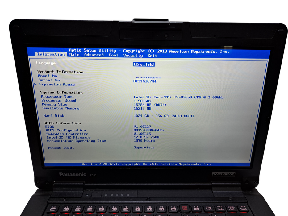 Panasonic ToughBook FZ-55 Touch i5-8365U 16GB RAM 1TB+256GB SSDs | 1370HRS ) Lap200