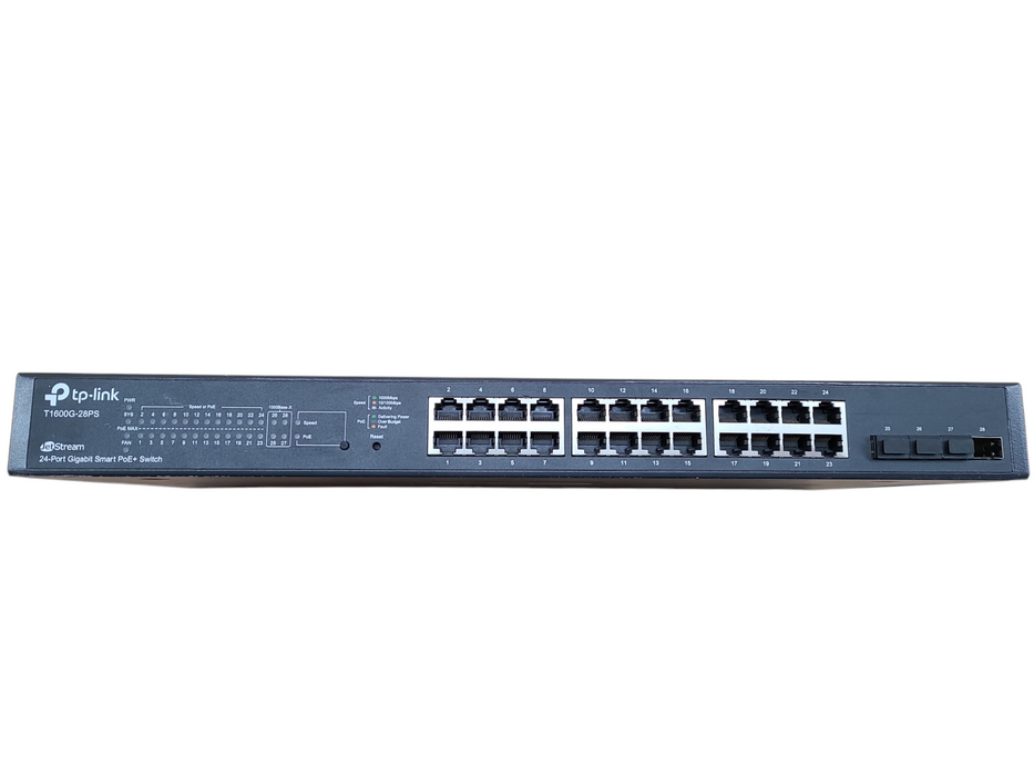 TP-LINK JetStream 24-Port Gigabit Smart PoE+ Switch w/ 4 SFP T1600G-28PS