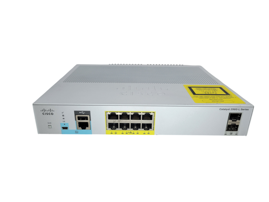 Cisco WS-C2960L-8PS-LL | 8-Port Gigabit PoE+ 2x SFP Silent Managed Switch Q%