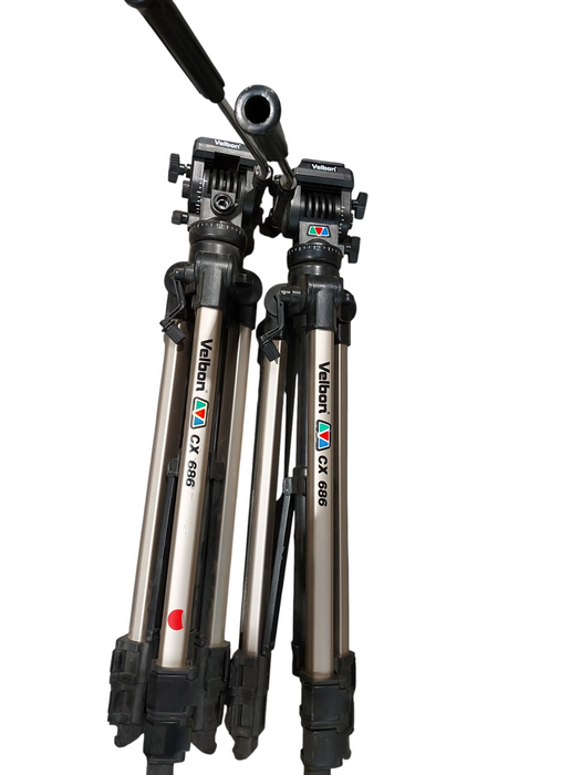 LOT 2x Velbon Videomate 607 Tripod With Vel-Flo 9 PH-368 Fluid Panhead Head