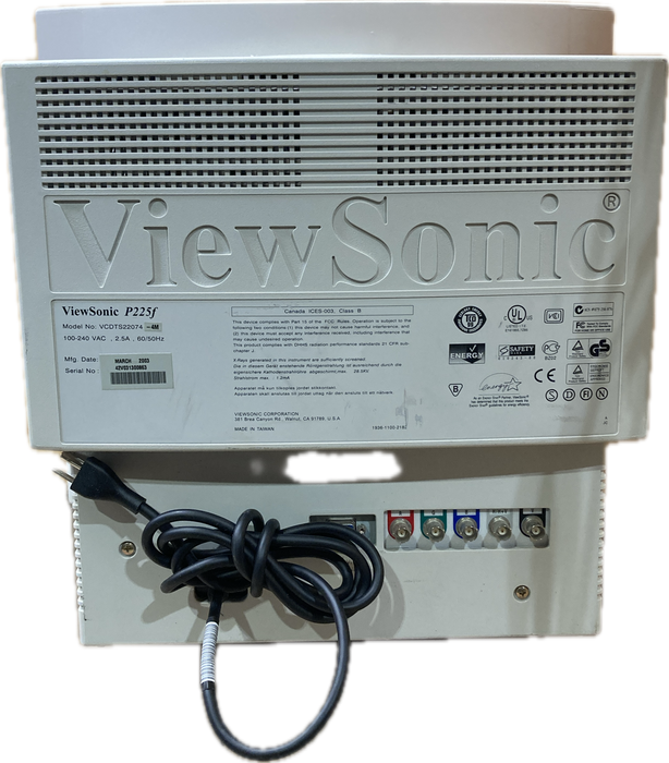 ViewSonic P225F VCDTS22074 FLAT CRT 20" Vintage Professional Color Monitor