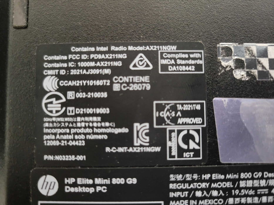 HP Elite Mini 800 G9 PC, No CPU, No RAM, No HDD/SSD, no Power adapter, READ _