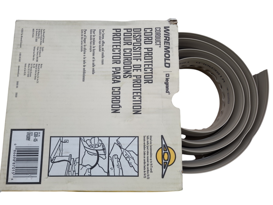 Corduct Wiremold Cord Concealer Cover Protector 15'