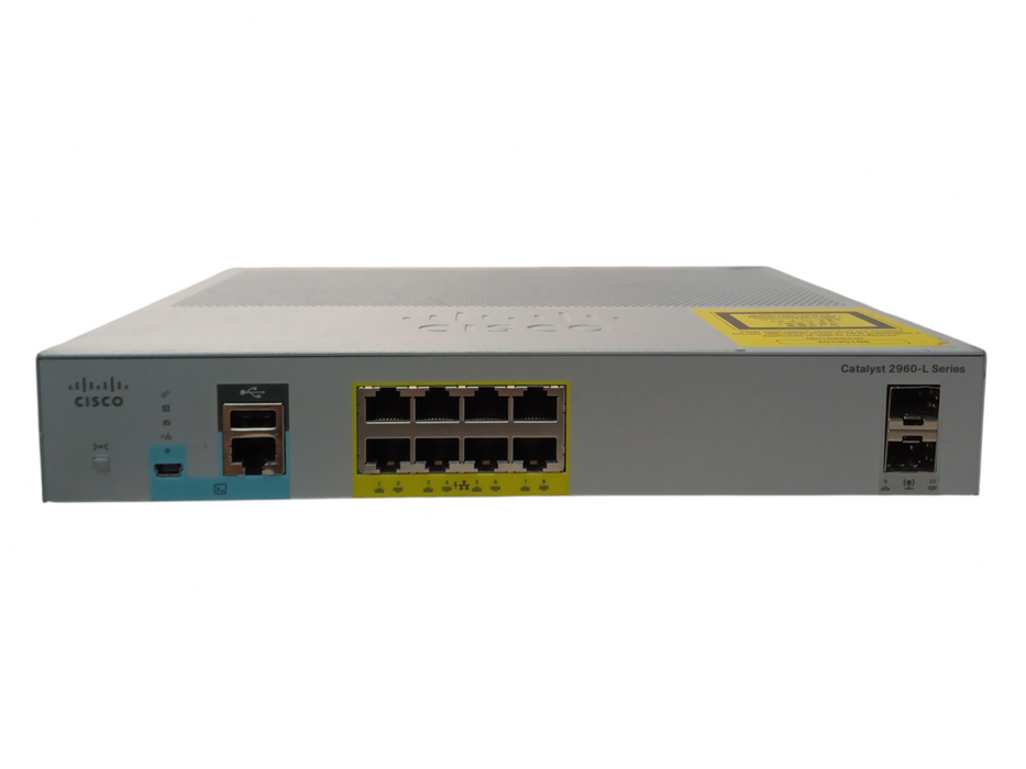 Cisco WS-C2960L-8PS-LL, 8-Port Gigabit PoE+ 2x SFP Silent Managed Switch