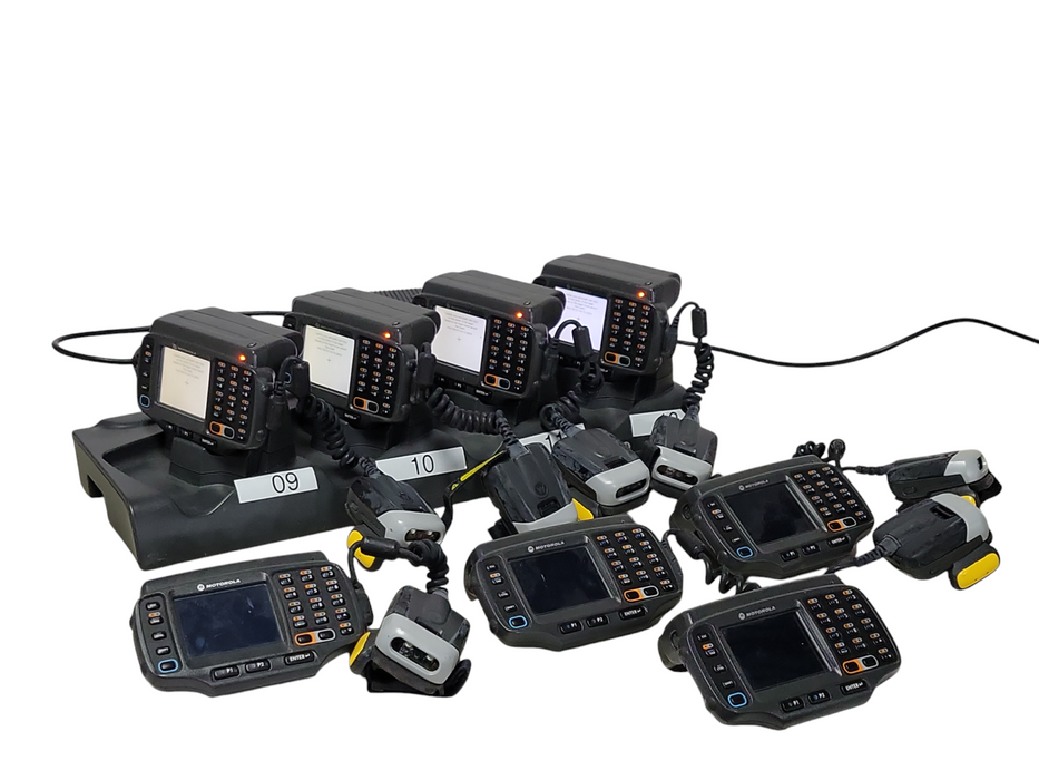 Lot of 8x Motorola WT4090-WA0PC6GA2WR w/ 7x ring scanners and charger, READ _