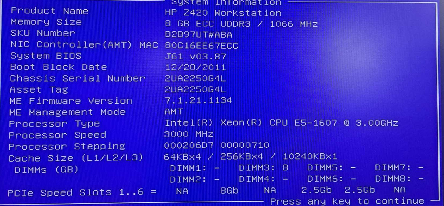 HP Z420 Workstation | Xeon E5-1607 @ 3.0GHz 4C, 8GB DDR3, No HDD's/GPU