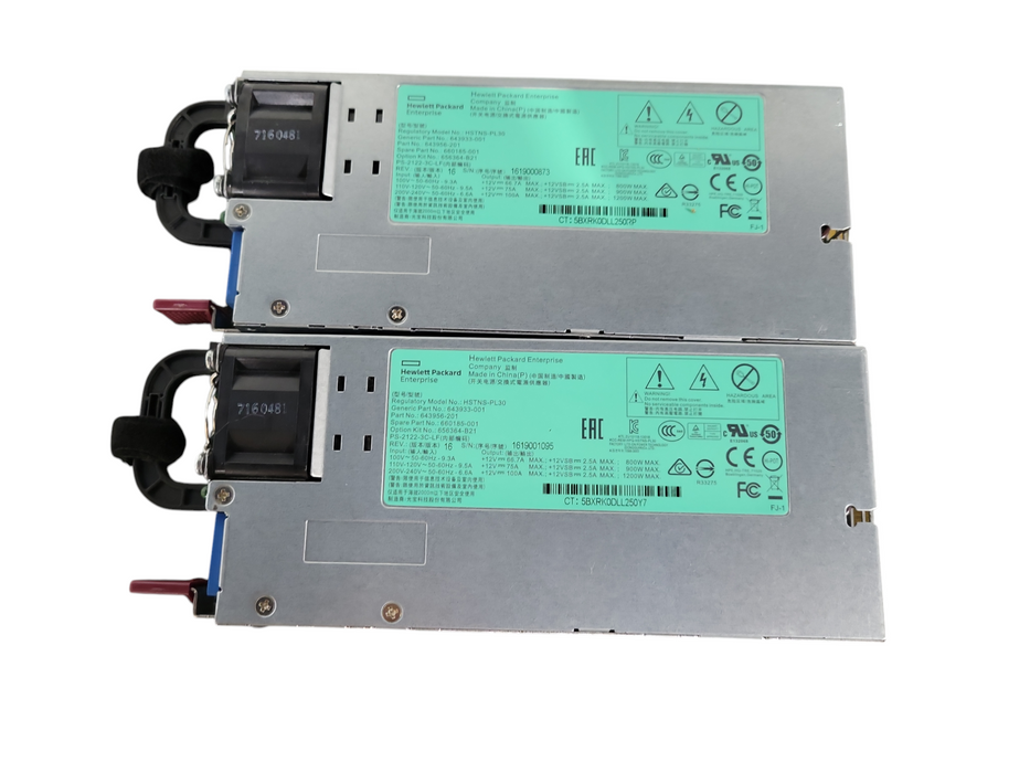 LOT 2x HPE HSTNS-PL30 660185-001 643956-201 1200W POWER SUPPLY !