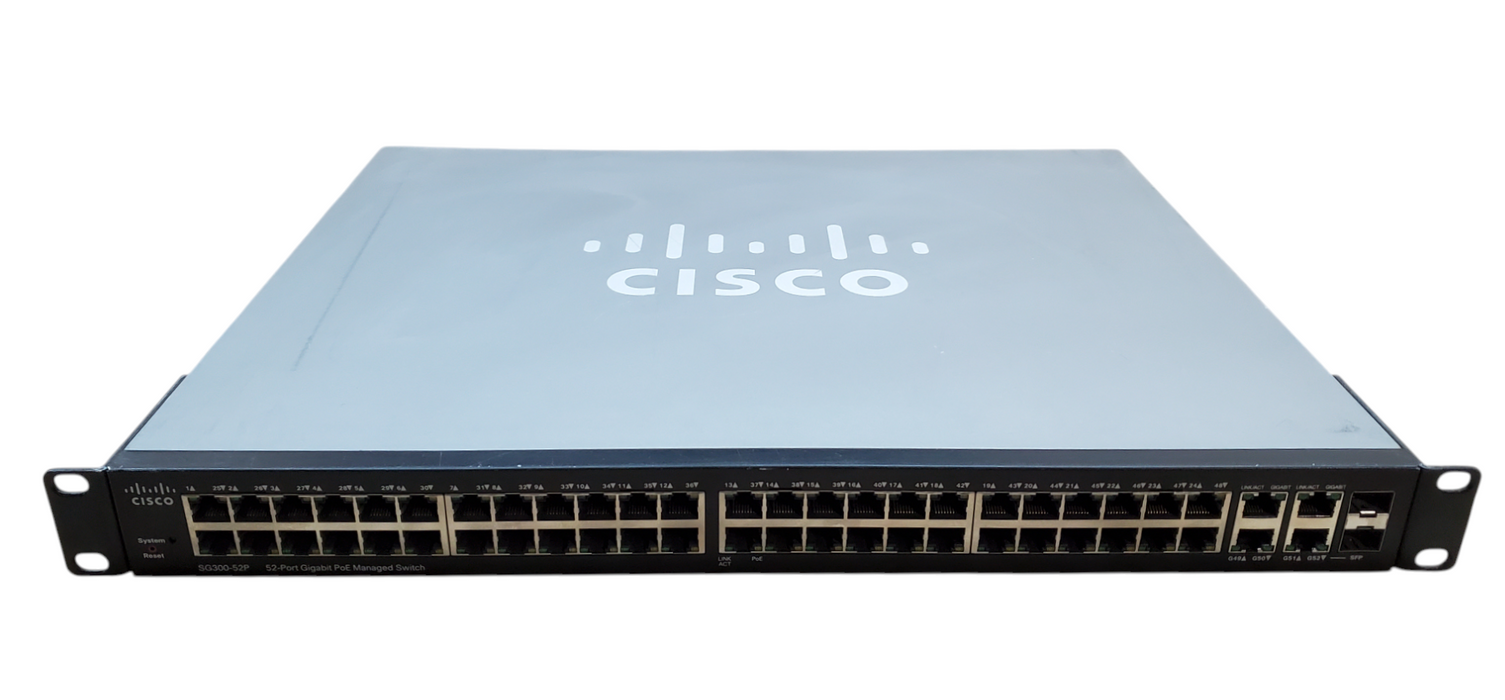 Cisco SG300-52P-K9 V04 52-Port Gigabit PoE Managed Switch w/ 2x SFP