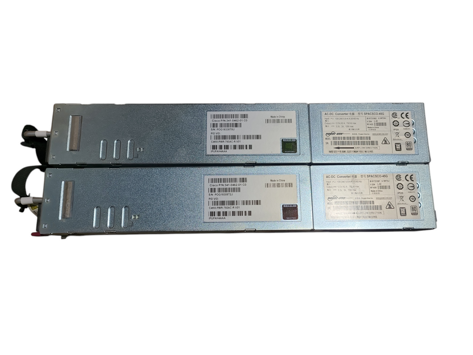 Lot of 2x Cisco C4KX-PWR-750AC-R 750W AC Power Supply for 4500-X Switches Q