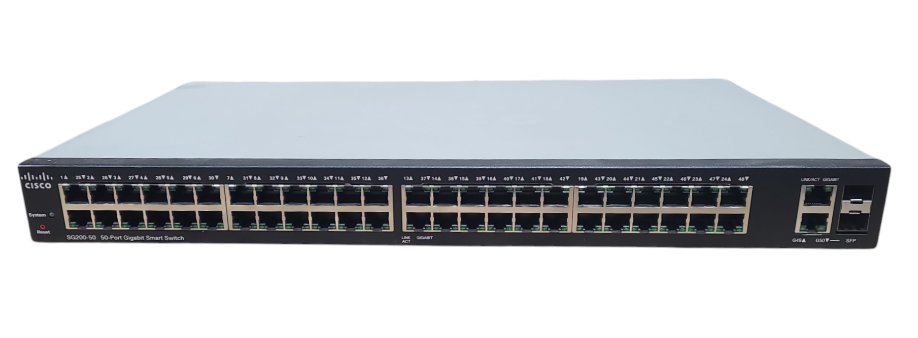 Cisco SG200-50 | 50-Port Gigabit PoE Smart Network Switch | 2x SFP Q