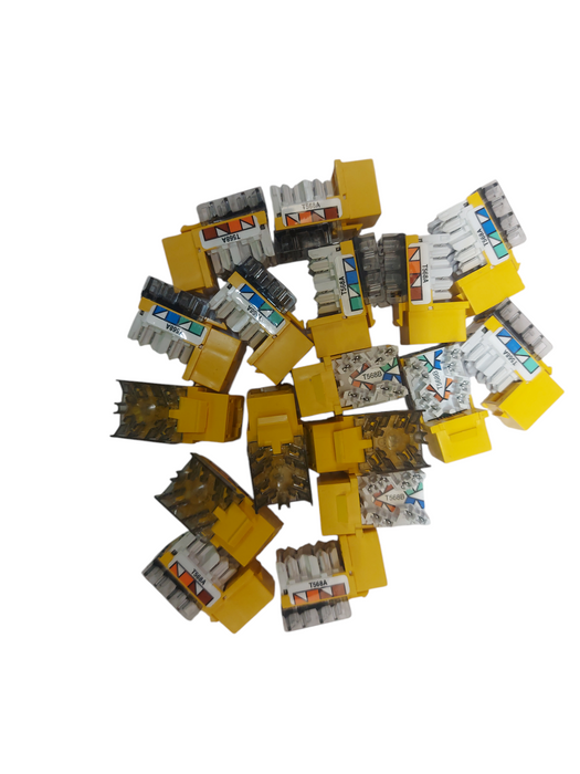 Lot 17x Hubbell HXJ6Y Cat6 RJ45 Keystone Jack Yellow T568A/B