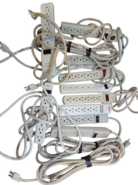 Lot 10x 6-Outlet Flat Plug Power Bar- Assorted Brands