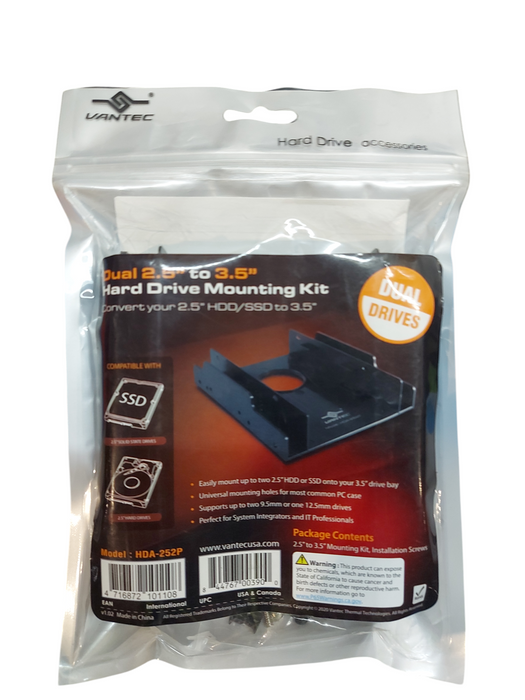 Vantec Dual 2.5" to 3.5" Hard Drive Mounting Kit | HDA-252P