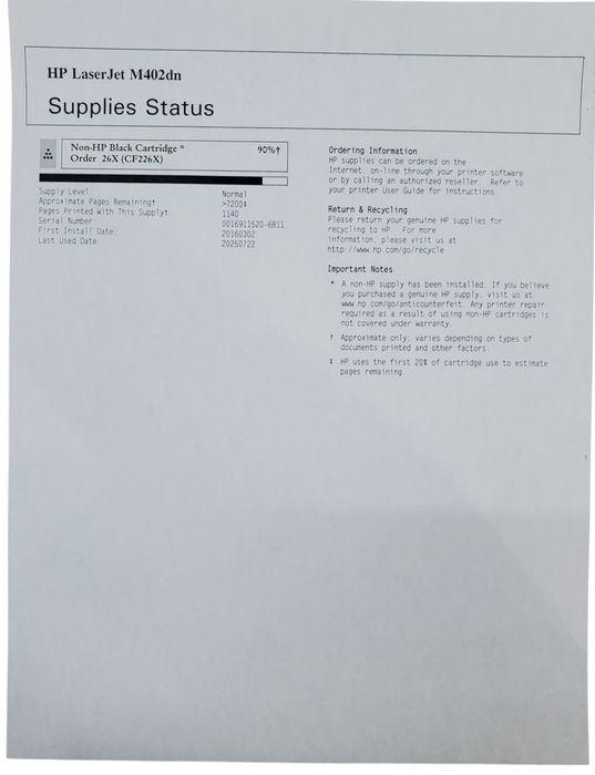 HP LaserJet Pro M402dn Monochrome Laser Printer w/ Toner Q