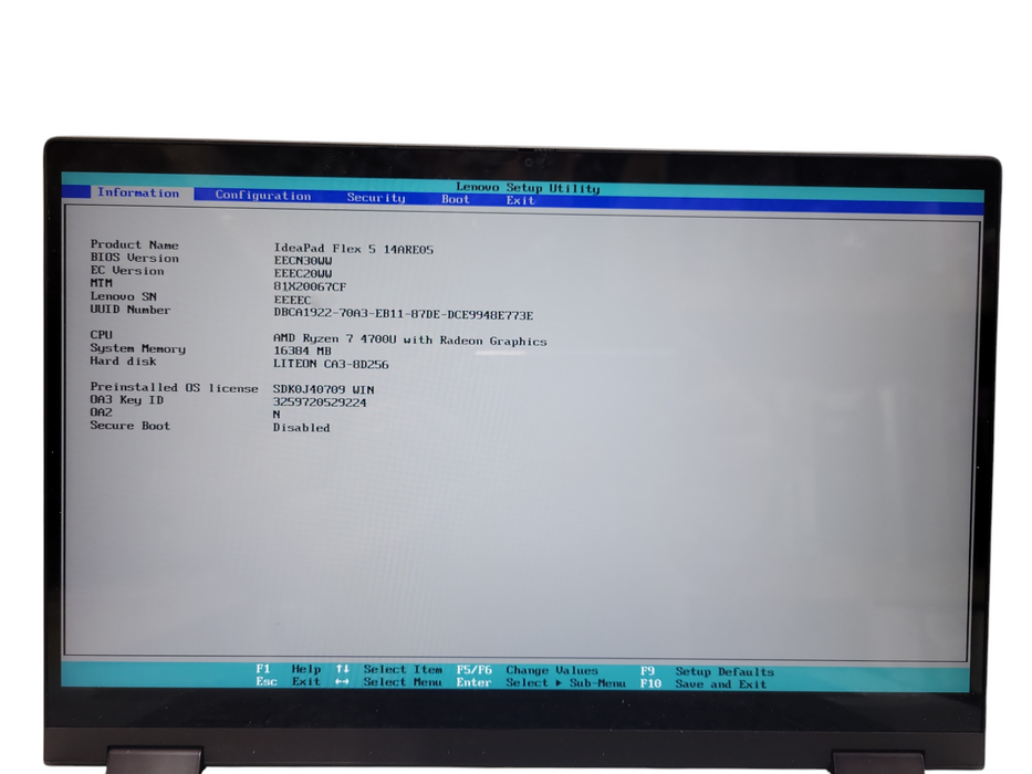 Lenovo IdeaPad Flex 5 14ARE05 Ryzen 7 4700U 16GB RAM 256GB SSD READ ! Lap200