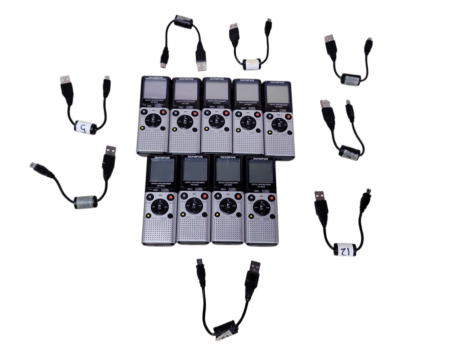 Lot of 9x Olympus digital voice recorder VN-702PC with 8x USB Cables _