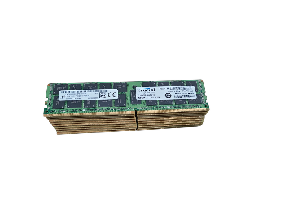 Lot of 10x 16GB Crucial by Micron 2RX4 PC4-2133-RBP-10 DDR4 Server Memory Q