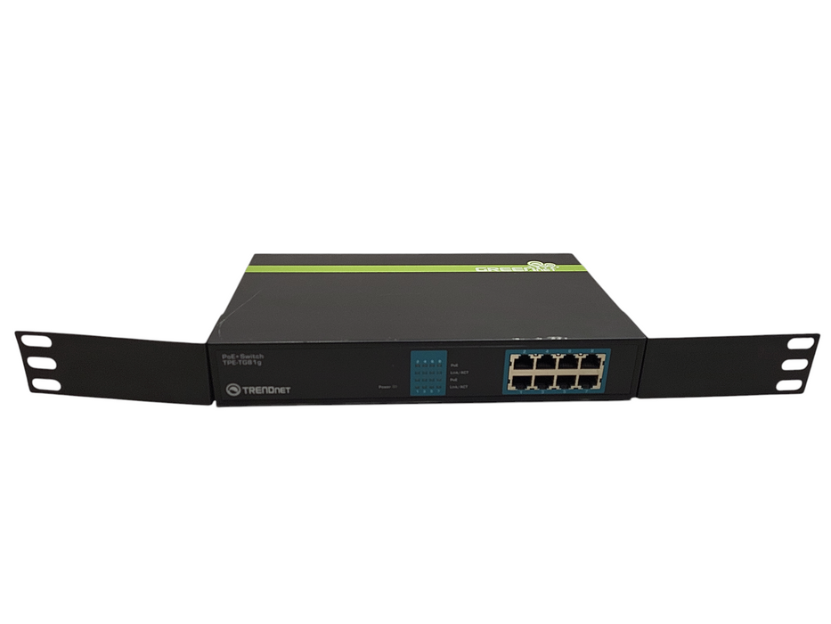 TRENDnet 8 Port Gigabit PoE Switch TPE-TG81g GreenNet Rack Mount Brackets Q$