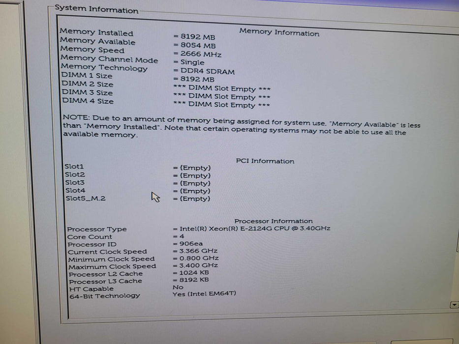 Dell Precision T3630 - Xeon E-2124G 8GB DDR4 NO HDD Q%