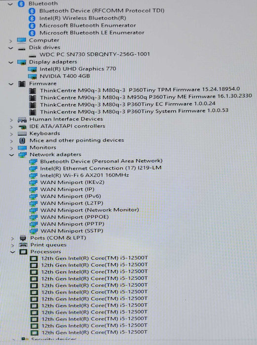 Lenovo ThinkStation P360 Tiny i5-12500T 16GB RAM 256GB NVMe, T400 4GB GPU _