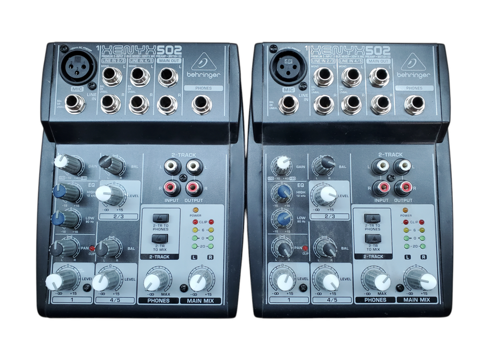 Lot 2x Behringer XENYX 502 Mic Preamp 5-Input 2-Bus Audio Mixer *READ*