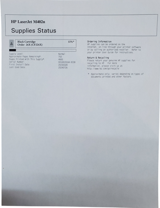 HP LaserJet Pro M402n Monochrome Laser Printer w/ Toner
