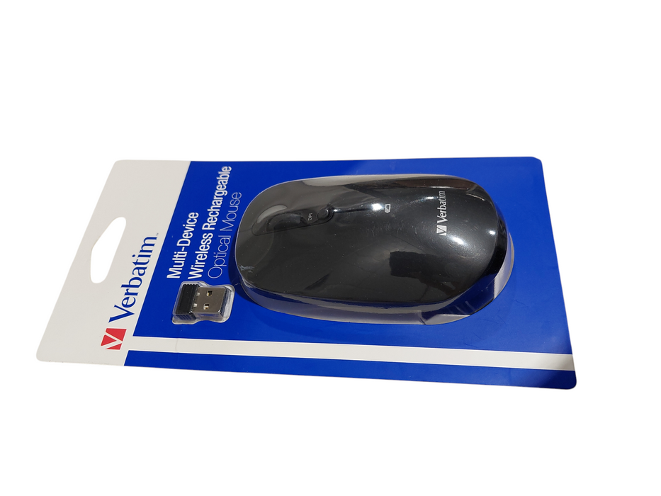 Verbatim Multi-Device Wireless Rechargeable Optical Mouse Black (New) Q=