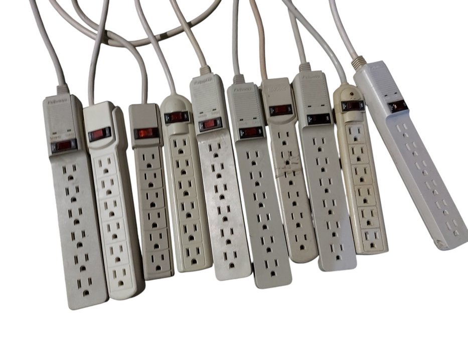 Lot 10x Assorted Power Bars / Strips / Extension Boards (6 Outlets)