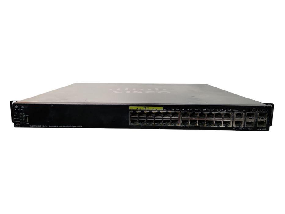 Cisco SG550X-24P-K9 24 Port 1GB/PoE 4 Port SFP+ Managed Switch, READ