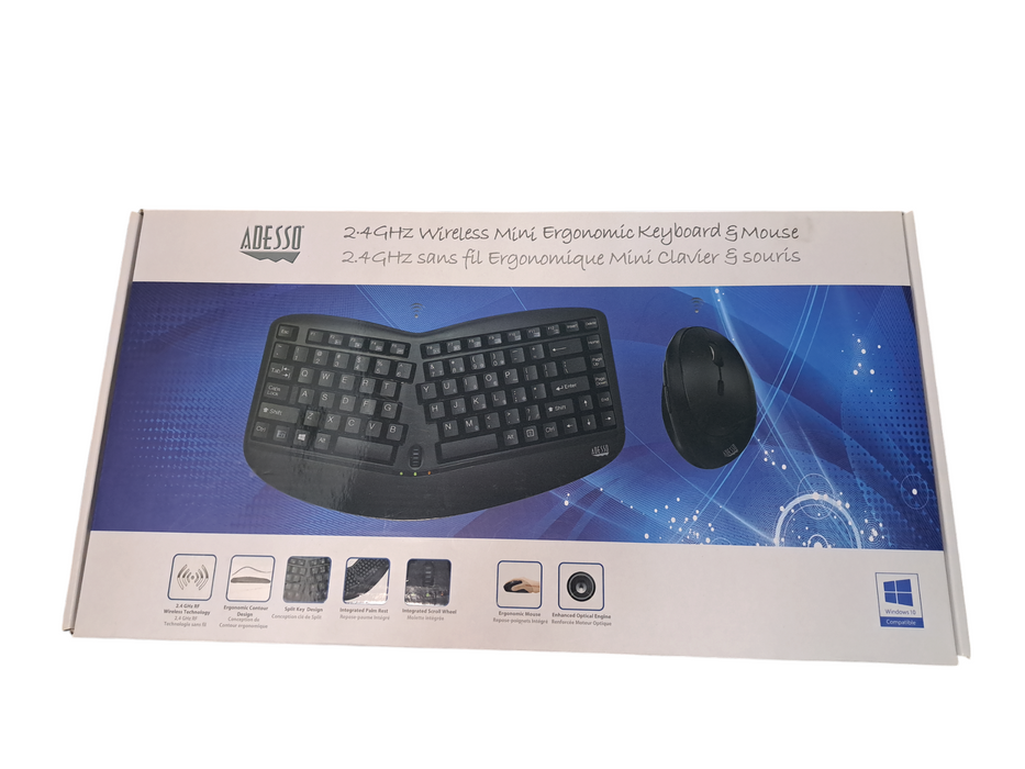 Like New Adesso Tru-Form Wireless Keyboard ErgWKB-1150CB