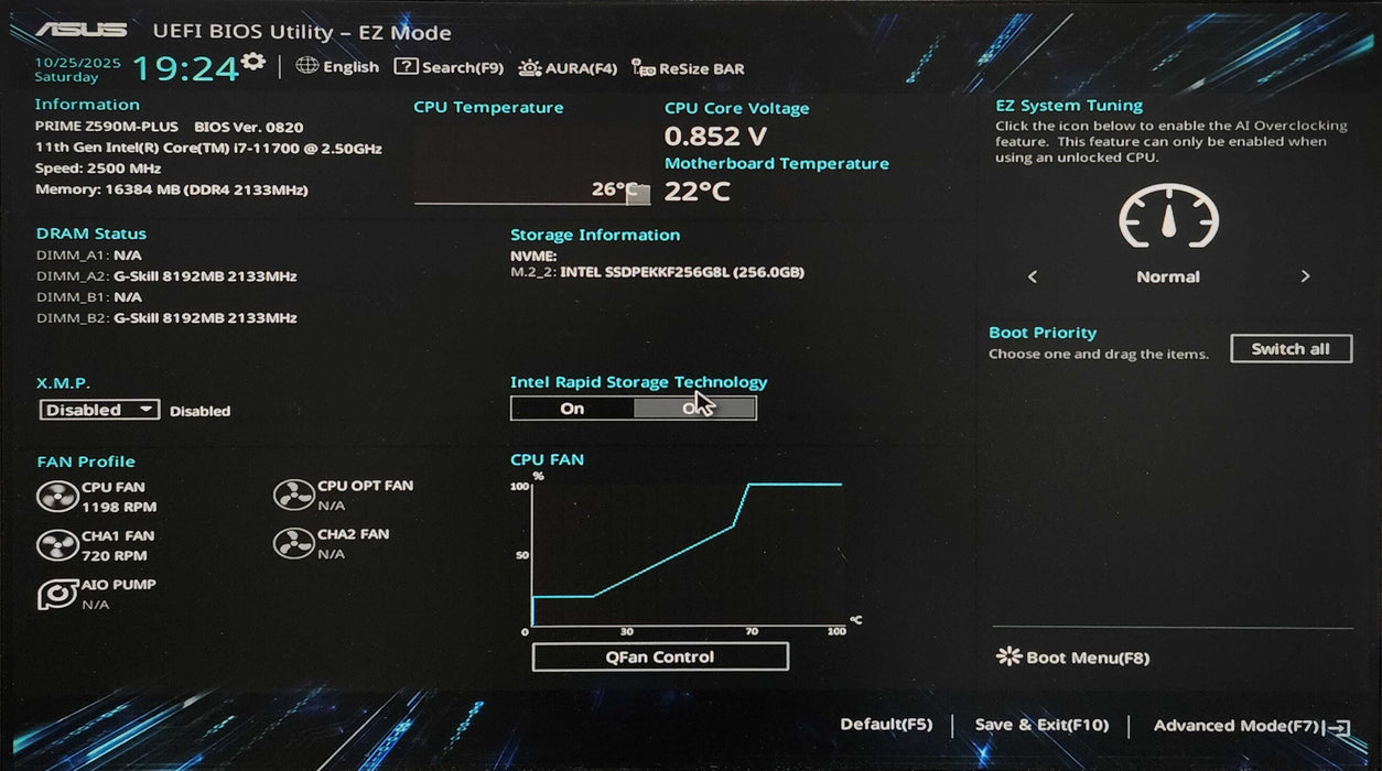 Custom PC, PRIME Z590M-PLUS, i7-11700 2.50GHz, 16GB DDR4, 256GB NVMe