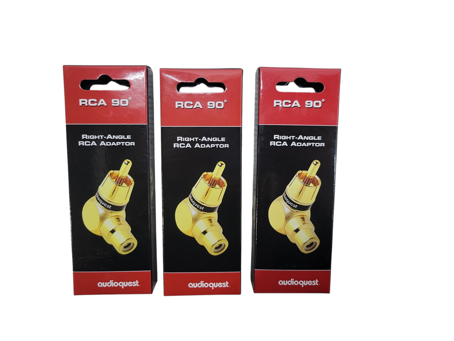 Lot of 3x - Audioquest RCA 90° Right-Angle RCA Adapter %