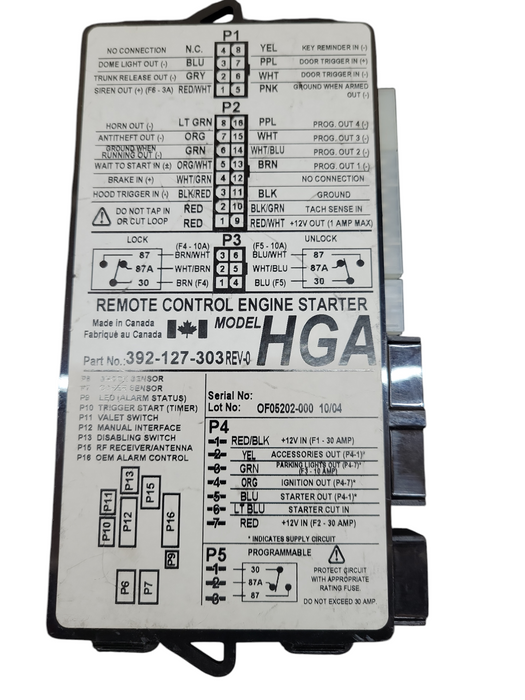 ASTROSTART HGA REPLACEMENT REMOTE START MODULE 392-127-303 !