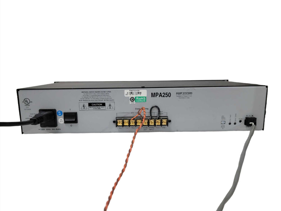 BIAMP MPA250 Single Channel 250W Rackmount Amplifier