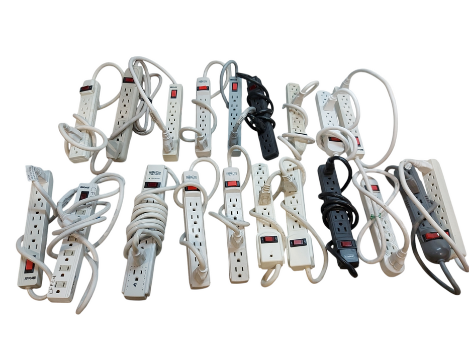 Lot 20x Mixed 6 Outlets Power Extension Cords - Assorted Brands