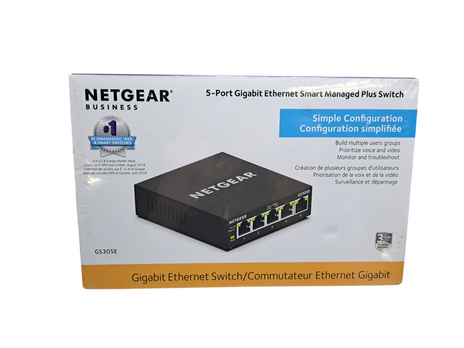 NETGEAR GS305E 5-Port Gigabit Ethernet SOHO Plus Switch (SEALED) Q
