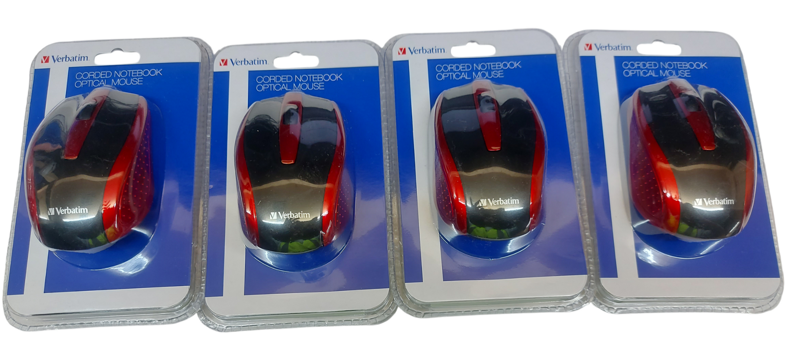 Lot 4x - Verbatim Corded Notebook Optical Mouse - Red Q