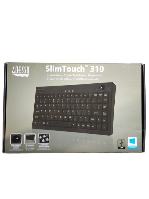 Adesso AKB-310UB - SlimTouch Mini Trackball USB Keyboard, Black