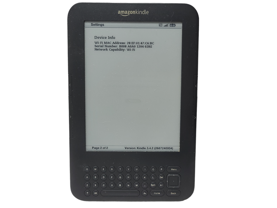 Kindle Keyboard Reader, 3rd Gen, Model D00901, Wi-Fi, $