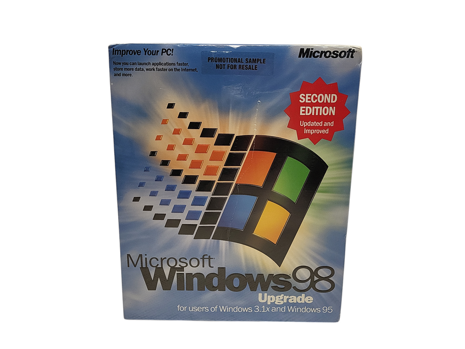 Microsoft Windows 98 OS Upgrade - New In Factory Sealed Box W/COA $