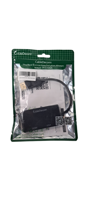 CableDeconn DisplayPort 1.2 to HDMI 4K DVI VGA 3 in 1 Multi-Function Cable Q