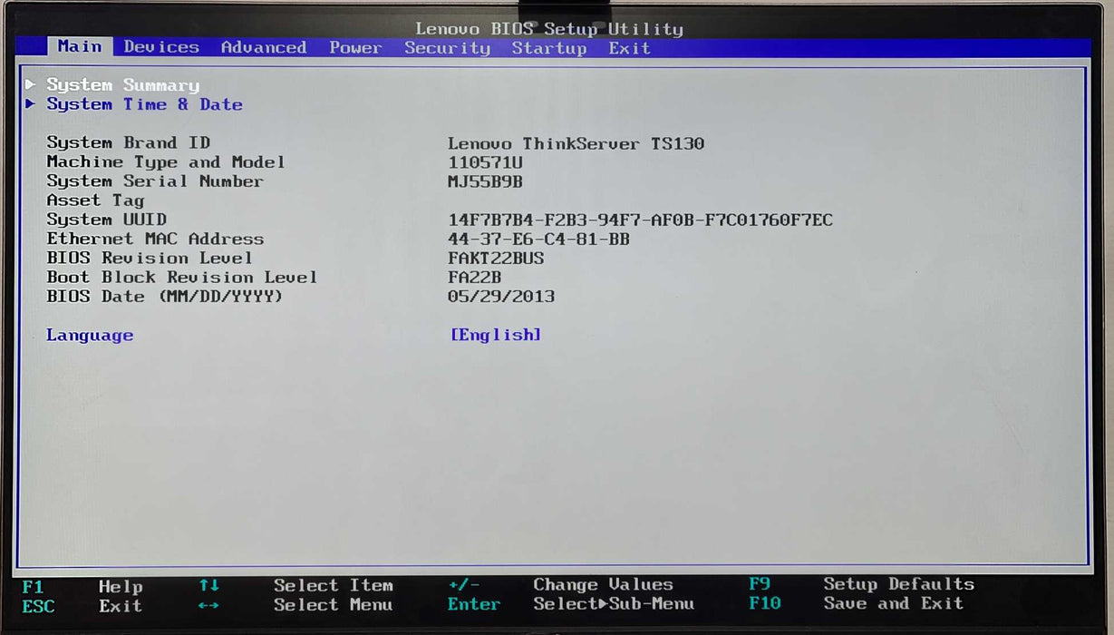 LENOVO ThinkServer TS130 Tower, E3-1245 v2 3.40GHz, 16GB RAM, No HDD