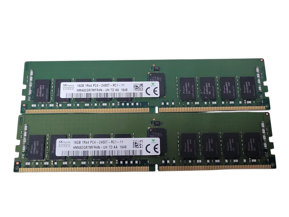 Lot of 2x SKHynix 16GB 1Rx4 PC4-2400T-R DDR4 Server RAMs _