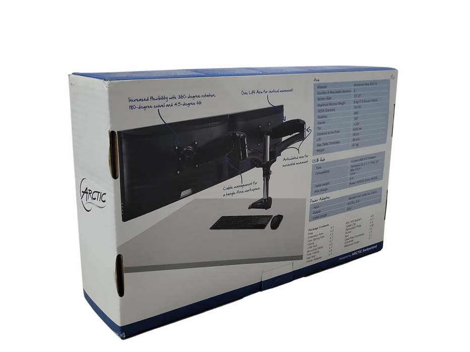 Arctic Z2-3D Dual Monitor Arm AEMNT00038A for 3D-Flexibility 13-27" 16Kg _